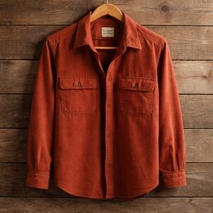 L.L. Bean Rust Orange Flannel Shirt Jacket M